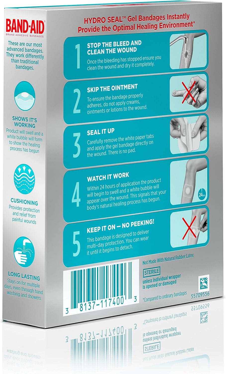 Band-Aid Brand Hydro Seal Extra Large Waterproof Adhesive Bandages for Wound Care and Blisters, 3 ct: Health & Personal Care