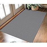 KOZYFLY Washable Entryway Rug 3x5 Ft Area Rugs Cotton Rubber Backed Throw Rugs Indoor Door Mat Kitchen Rugs Braided Floor Carpet for Front Entrance Kitchen Living Room, Grey/Charcoal Grey