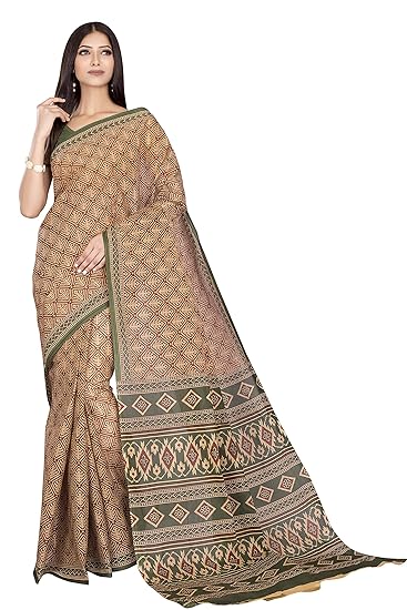 Womens Pure Cotton Printed Saree Without Blouse Piece