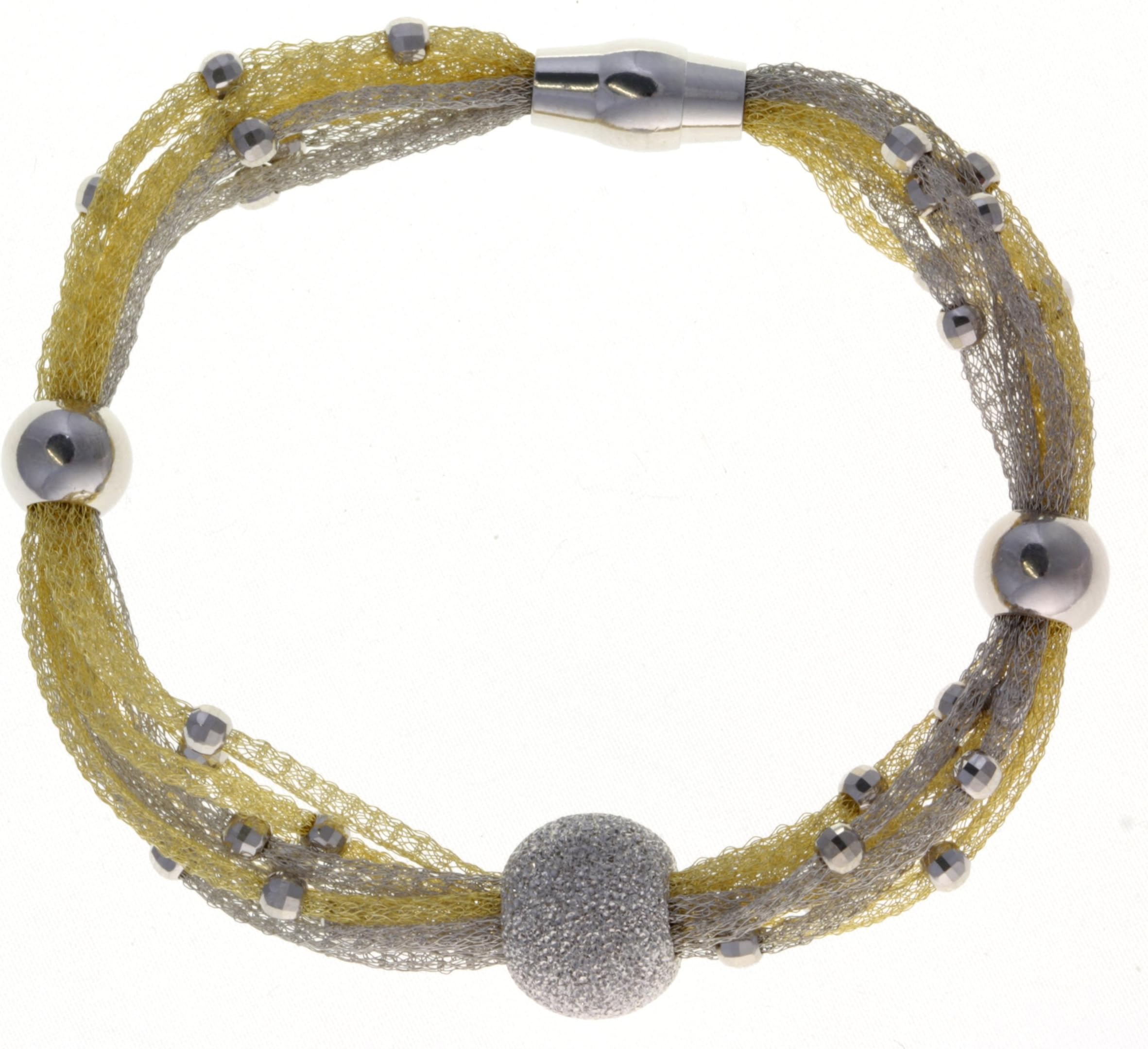Modern 925 Sterling Silver Ladies Magnetic Clasp Mesh Bracelet with Cubic Zirconia/CZ - 18cm*6mm, 10 Grams