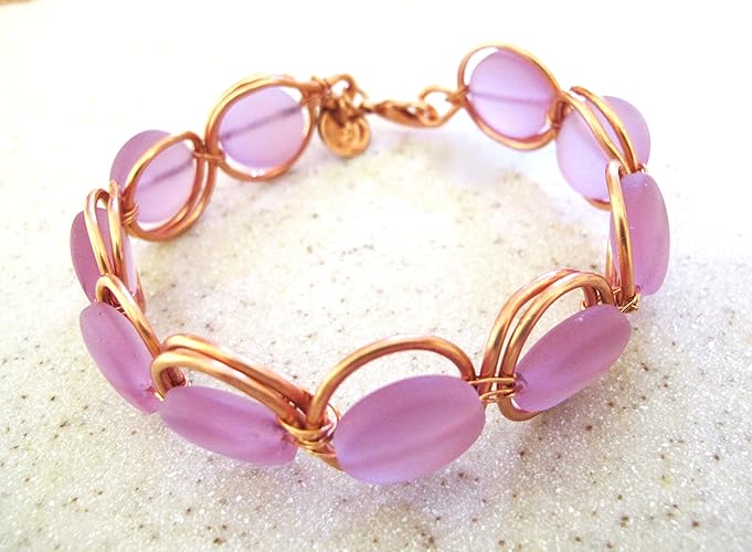 Amazoncom A Bracelet Of Lavender Sea Glass Beads Inside