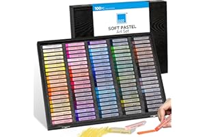 COLOUR BLOCK Soft Pastels for Artists - 100 Colors Square Chalk Pastels Set in Wooden Box - Vibrant Pigments Art Kit for Painting, Drawing, Sketching, Hobbyists, Students and Kids.