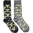 STAR WARS Baby Yoda Argyle Men's Crew Socks 2 Pair Pack Shoe Size 6-12