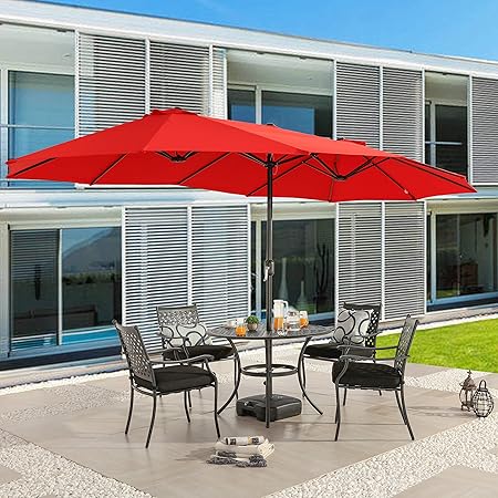 Amazon Com Patiofestival 15f Patio Umbrella Outdoor Double Side Garden Table Umbrella Non Fading Top With Crank Open And Close System For Lawn Deck Backyard And Pool Garden Outdoor