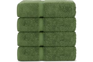 Chakir Turkish Linens Premium Cotton Absorbent Turkish Towels (Bath Towel - Set of 4, Moss)