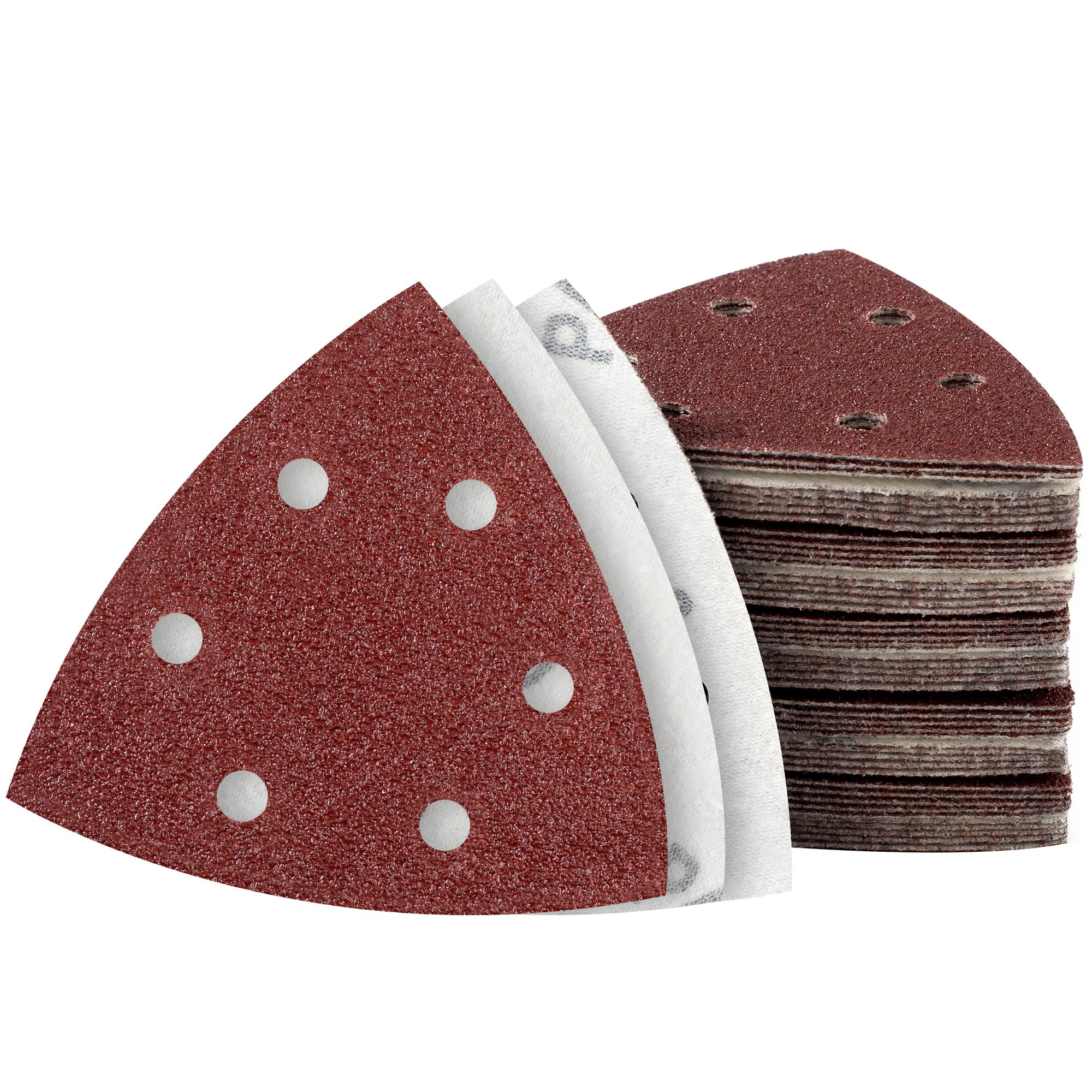 MIDO Professional Abrasive Triangle Sanding Pads 50 Pcs 93 mm 40 Grit Detail Sander Pads 6 Holes Sanding Sheets Sander Sandpaper Hook and Loop Sander Pad
