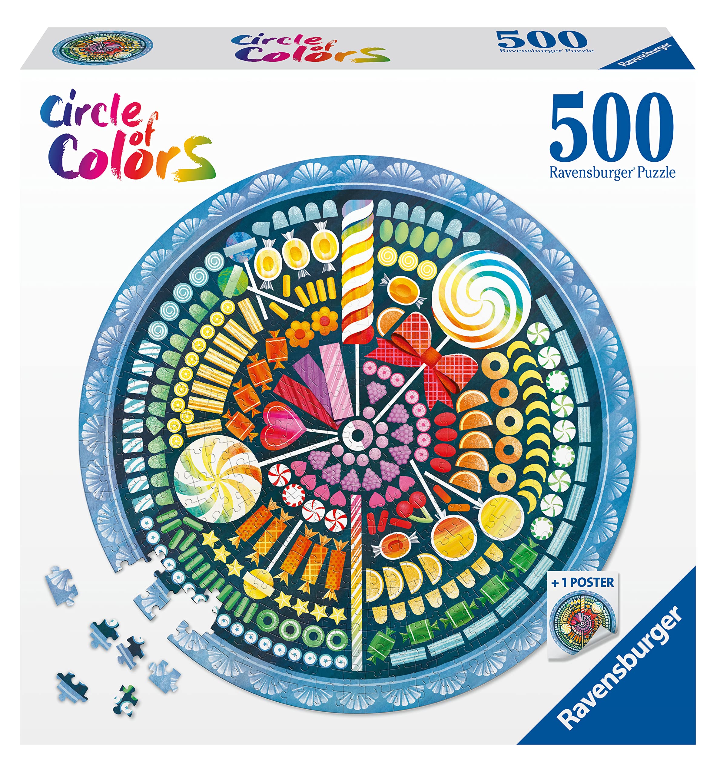 Ravensburger Circle of Colours Candy Sweets 500 Piece Jigsaw Puzzle for Adults and Kids Age 10 Years Up