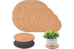 Augshy 8 Pieces 4 Sizes Cork Plant Saucers Plant Mats Round Coasters Pad for Plants House Garden Indoors Pots DIY Craft Proje