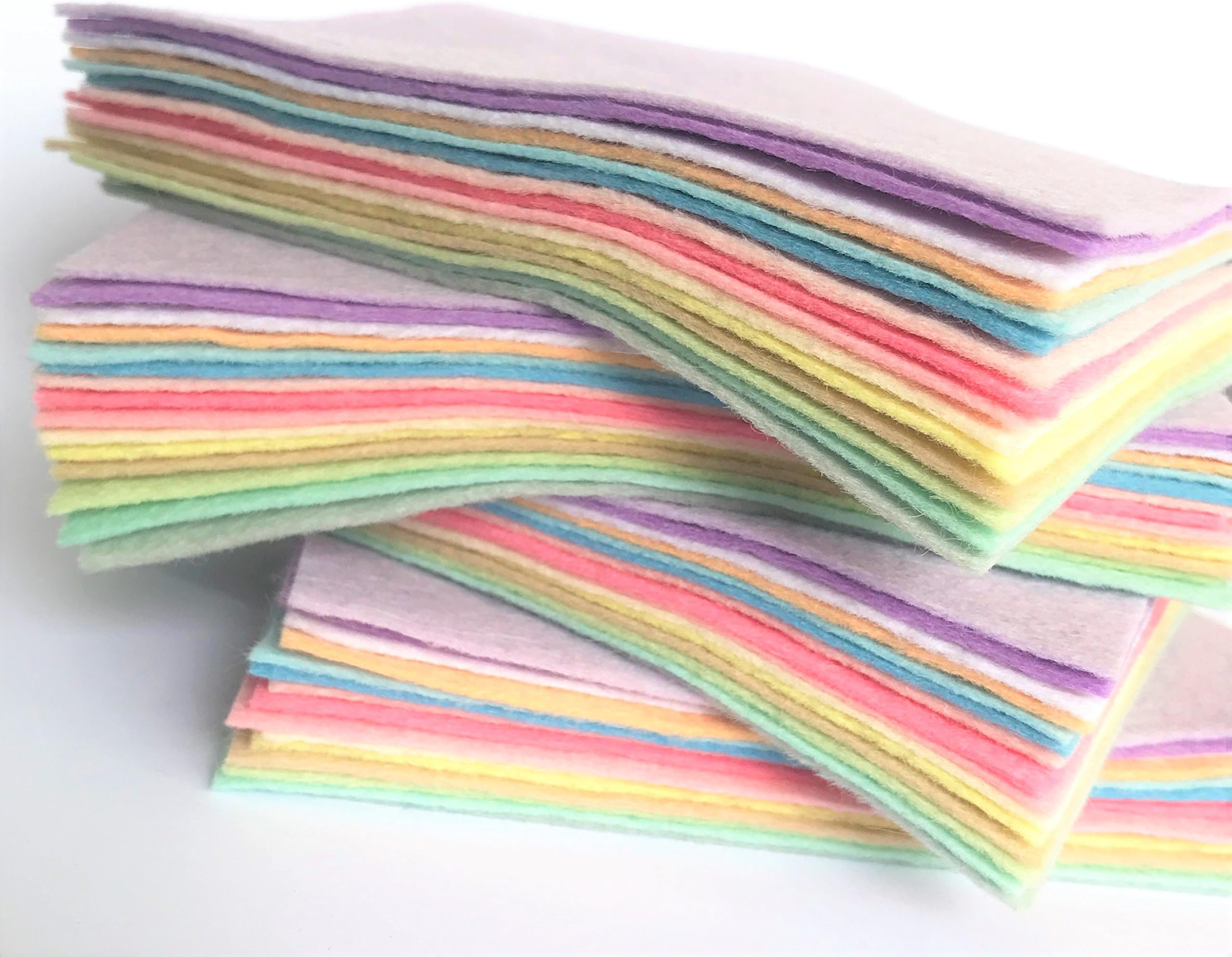 Pastels Wool Blend Craft Felt - 15 Sheets of Felt - 1mm Thick Soft Craft Felt (9 inch / 22cm Square)