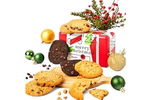 David's Cookies Merry Christmas Assorted Cookies in Sweet Sampler Tin – Fresh Baked Delicious Crunchy Cookies, Gourmet Cookie Gift Box For Friends, Family – Christmas Treats For Holiday Gatherings