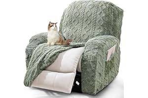 JOKIVTOU Recliner Chair Covers 4-Pieces Reclining Chair Slipcovers with Pocket& Elastic Bottom, Soft Feel Fitted Lazy Boy Sofa Couch Cover Washable, Stretch Recliner Furniture Protector