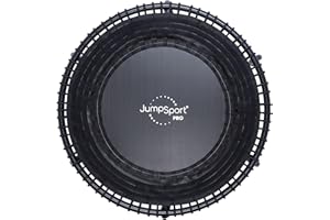 JumpSport 350 PRO Fitness Trampoline, Cardio Workout, No-Tip Arched Legs Home Gym Equipment, Adjustable Bungees & 60 Day Trial Video