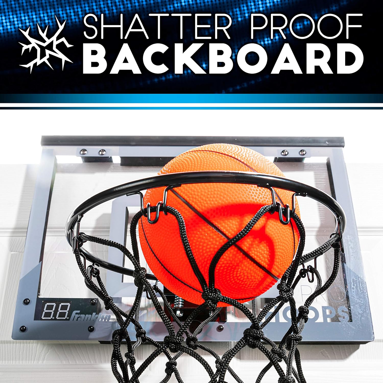 Franklin Sports Over The Door Mini LED Scoring Basketball Hoop - Slam Dunk Approved - Shatter Resistant - Accessories Included: Sports & Outdoors