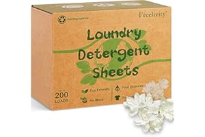 Freelivity Laundry Detergent Sheets, 200 Sheets Fresh Linen Scent - Eco-Friendly Hypoallergenic Plastic-Free LiquidLess Clothes Washing Detergent Supplies for Save Space Travel Camping