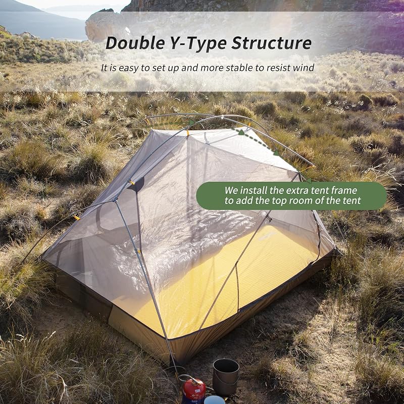 Mongar Tenda da Campeggio 3 Stagioni 2 posti Tenda Ultraleggera Silicone 210T Escursioni e Campeggio (210T Verde Foresta)