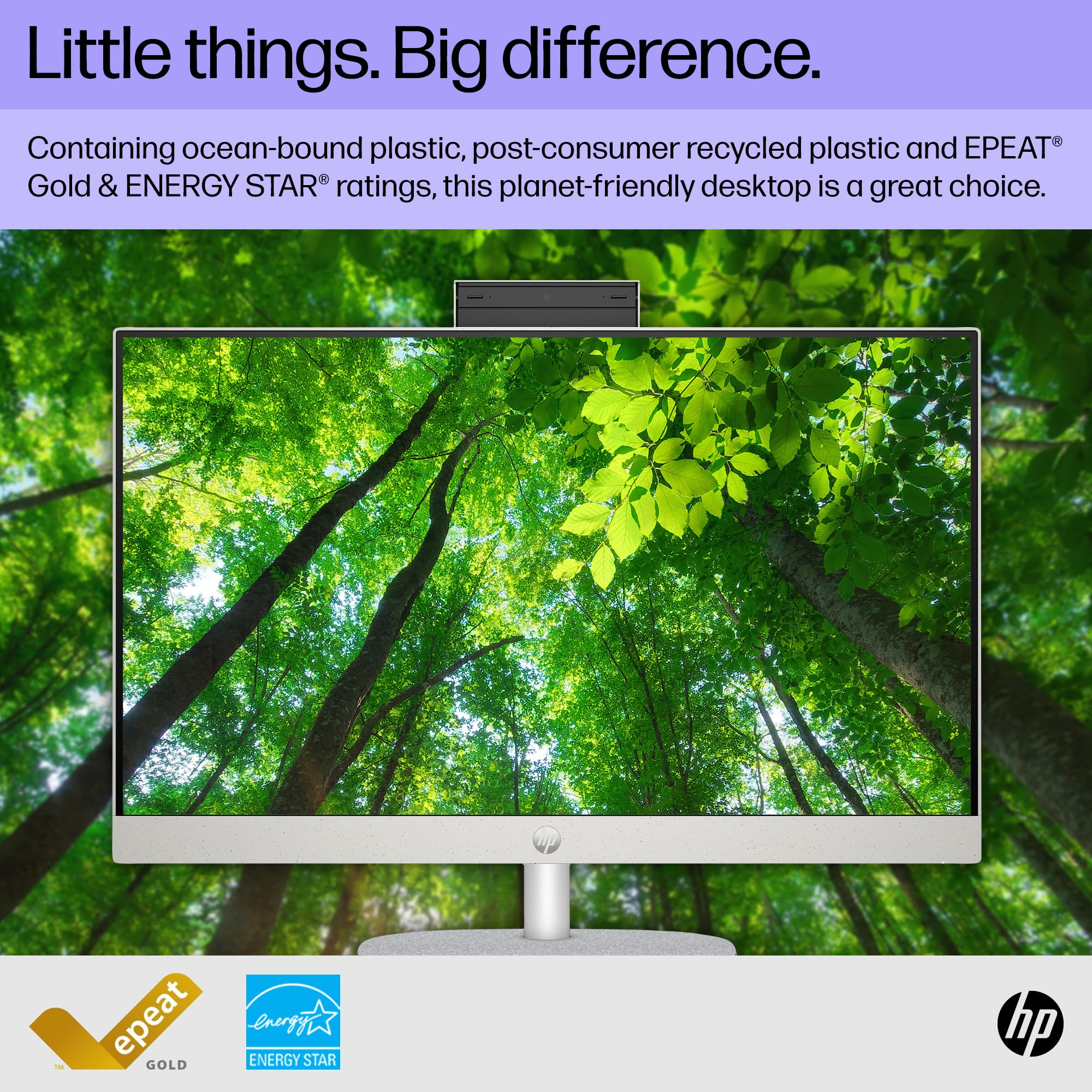 HP 23.8 inch All-in-One Desktop PC, FHD Display, Intel Core i3-N300, 8 GB RAM, 512 GB SSD, Intel UHD Graphics, Windows 11 Home, 24-cr0042 (2023)