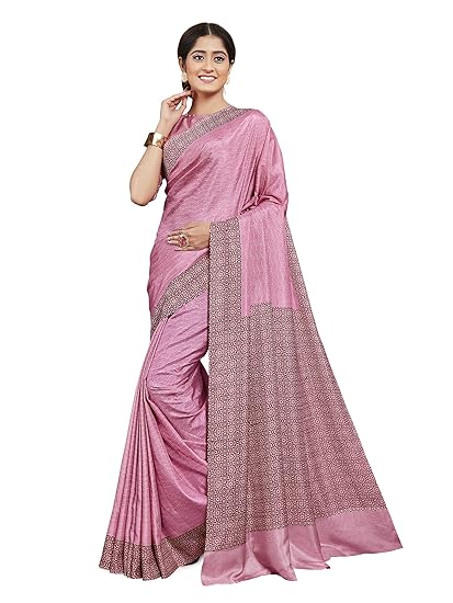 Divaastha Pink Malbari Silk Floral Saree with Blouse Piece (VSI1011LPINK)