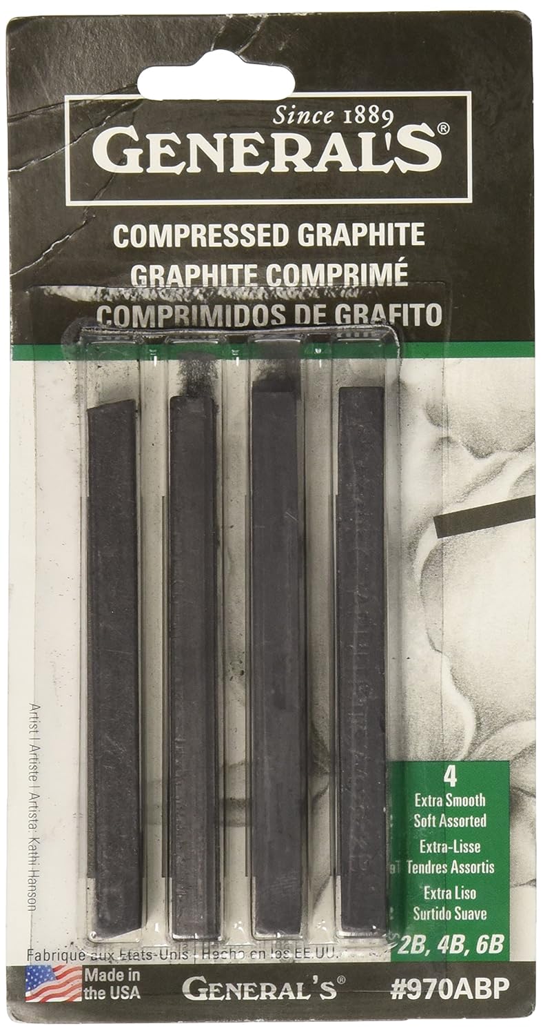 General Pencil Compressed Graphite Sticks 4/Pkg, Black 2B, 4B & 6B