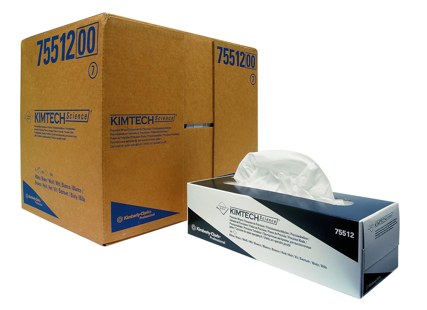 KIMTECH SCIENCE* PRECISION WIPES 15 dispenser boxes x 196 white, 1 ply