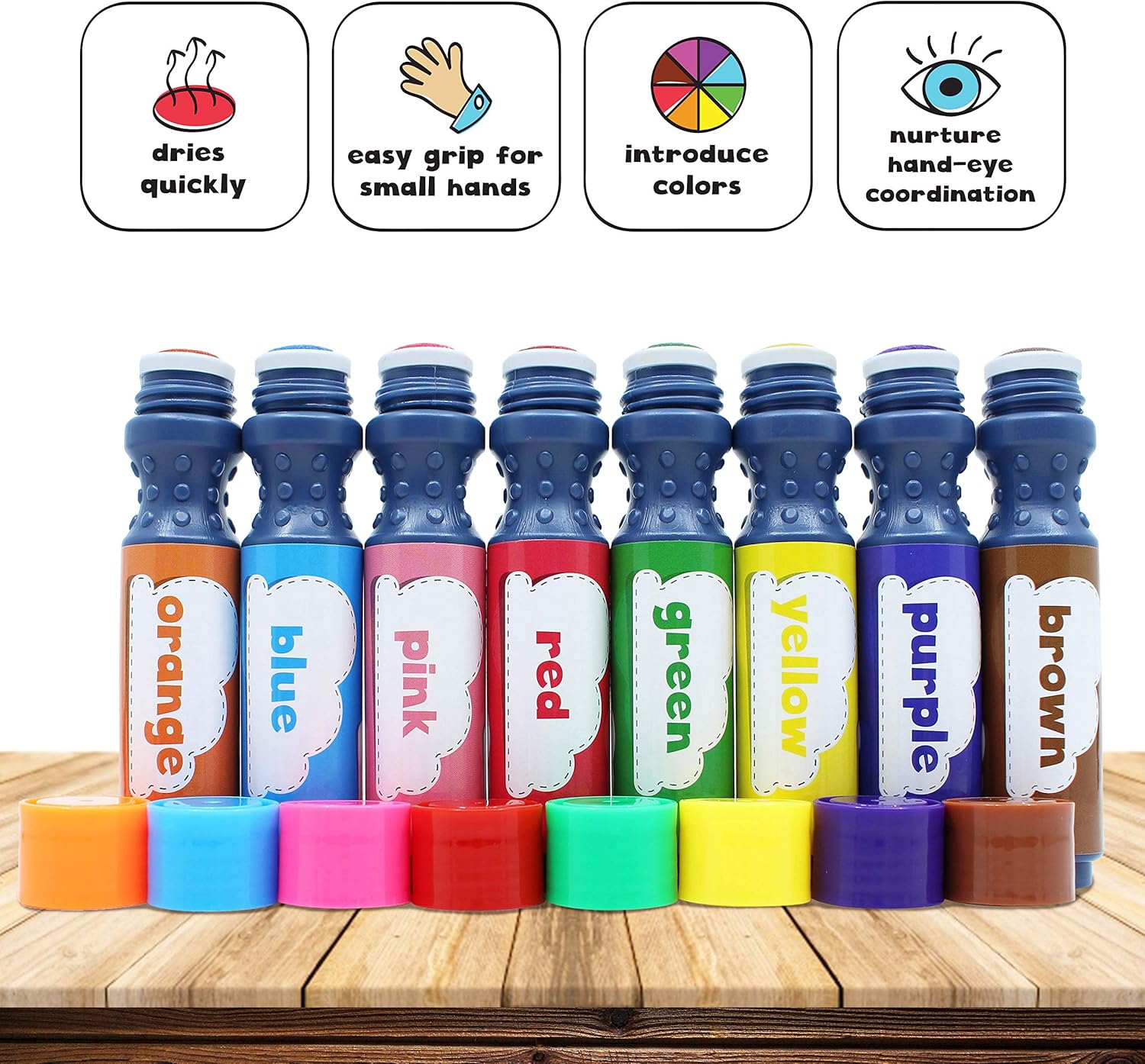 Washable 8 Colors Dot Markers Pack Set. Fun Art Supplies for Kids, Toddlers and Preschoolers. Non Toxic Arts and Crafts Supplies. Includes 200 Plus Fun Downloadable Coloring PDF Sheets (8 Pack): Arts, Crafts & Sewing