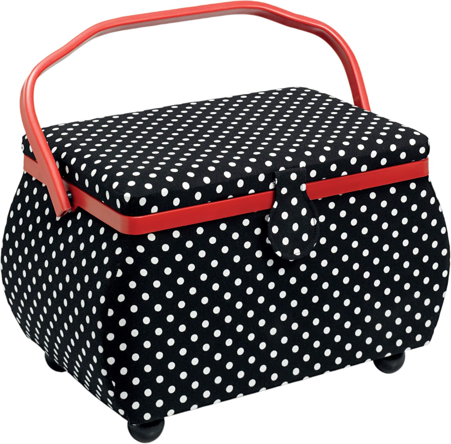 Prym Polka Dots schwarz/weiß L Nähkorb, Baumwolle, L