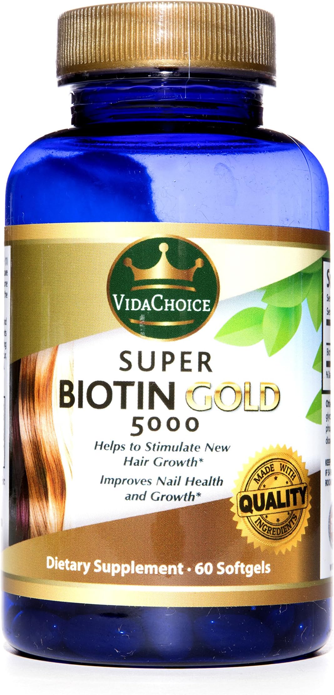 Super Biotin Gold 5000 Improves Hair Growth. Supports Stronger Nails & Better Skin Has Been Shown to Help Reduce Bad Cholesterol. Feel Great Look Great Improve Your Hair Nails and Skin