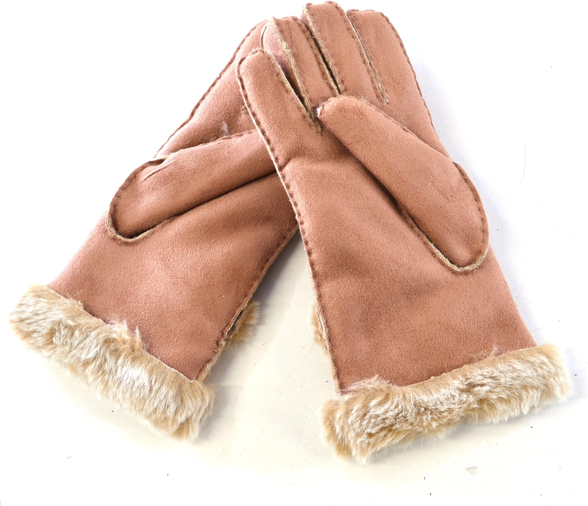 Suzette Faux Shearling Fur Sheepskin Gloves Chocolate, Sand, Camel, Grey, Black