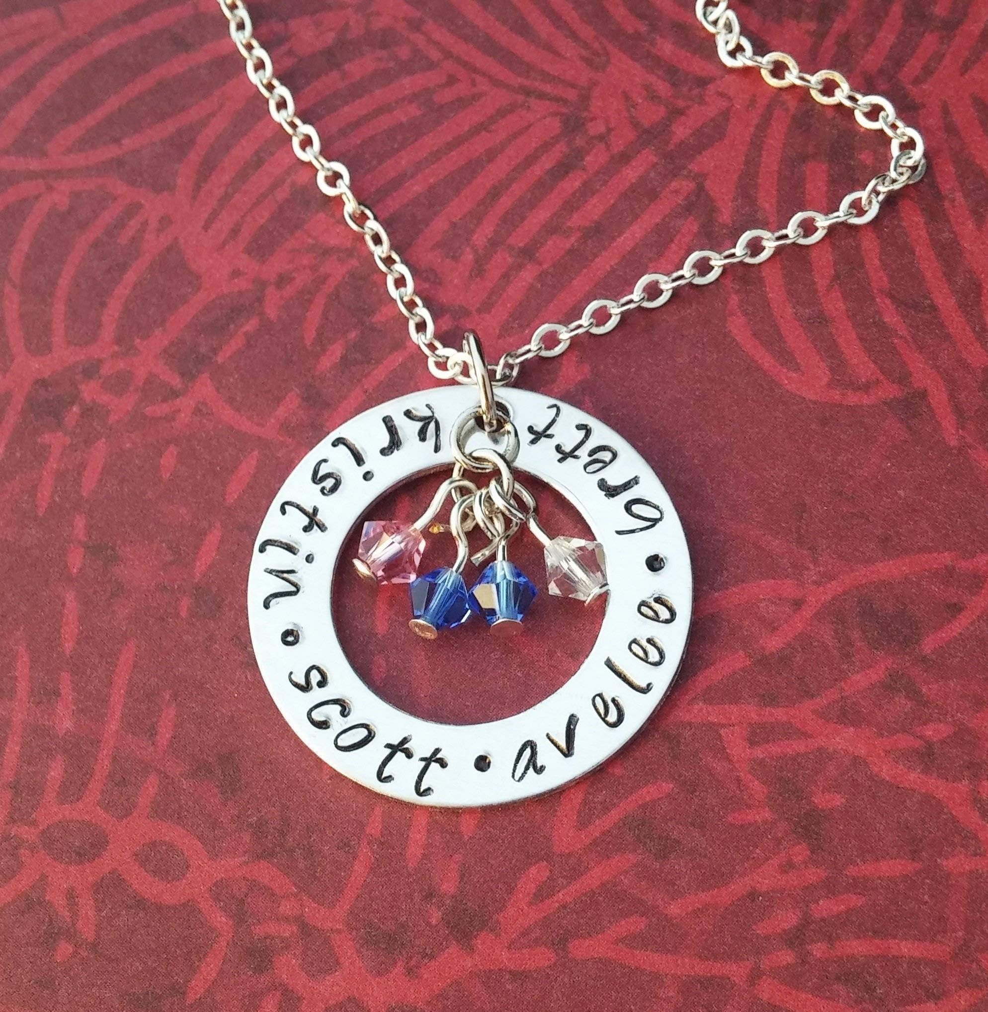 Personalized Necklace with Kids Names // Hand Stamped Family Jewelry