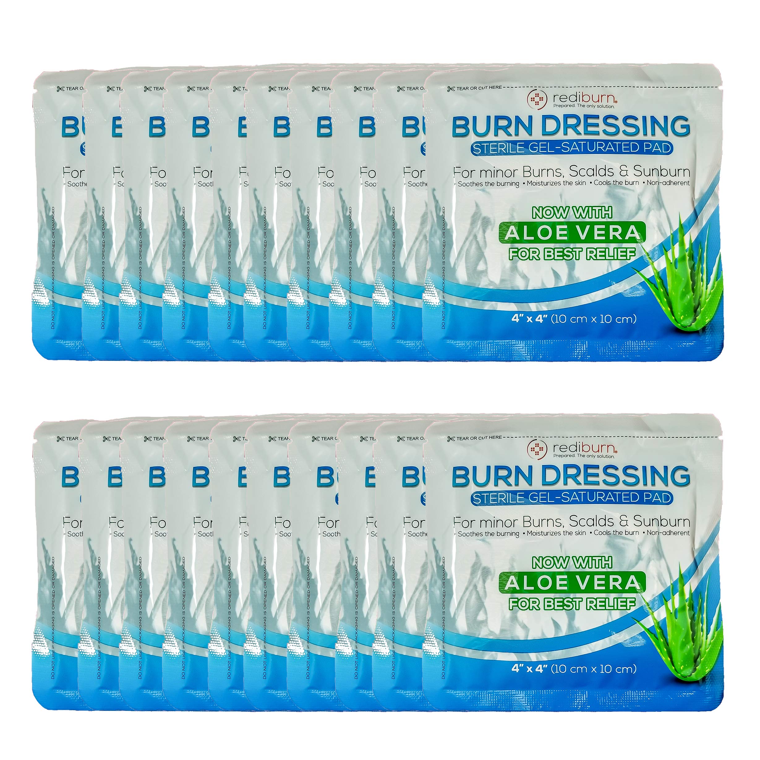 20 Pack Burn Gel Dressing 4" X 4" Burn Care First Aid Treatment for