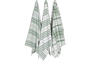 Now Designs Jumbo Woven Cotton Kitchen Towels Elm Green, Set of 3