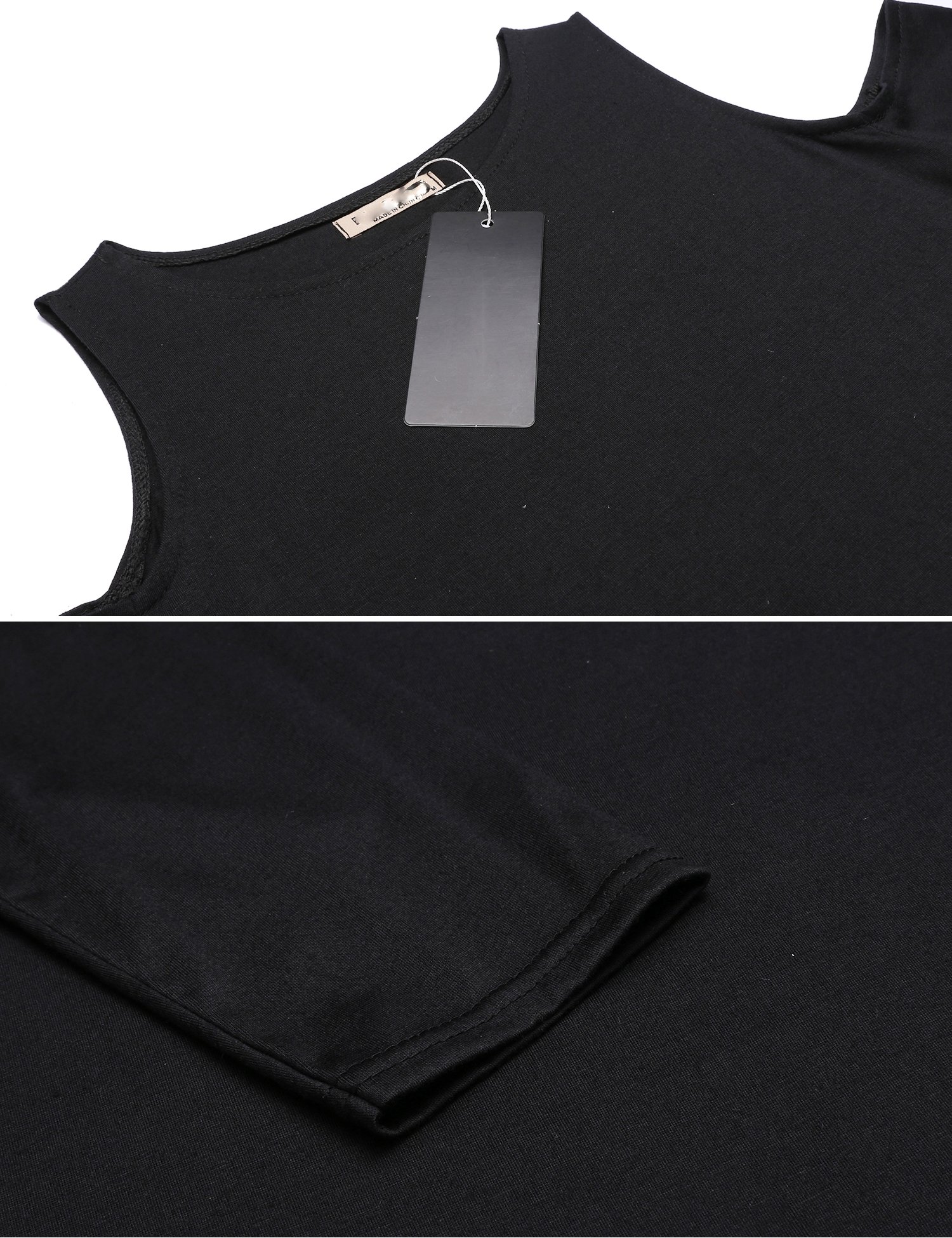 Aceshin Womens Sexy Jersey 3/4 Sleeve Cold Shoulder Blouse Top Black