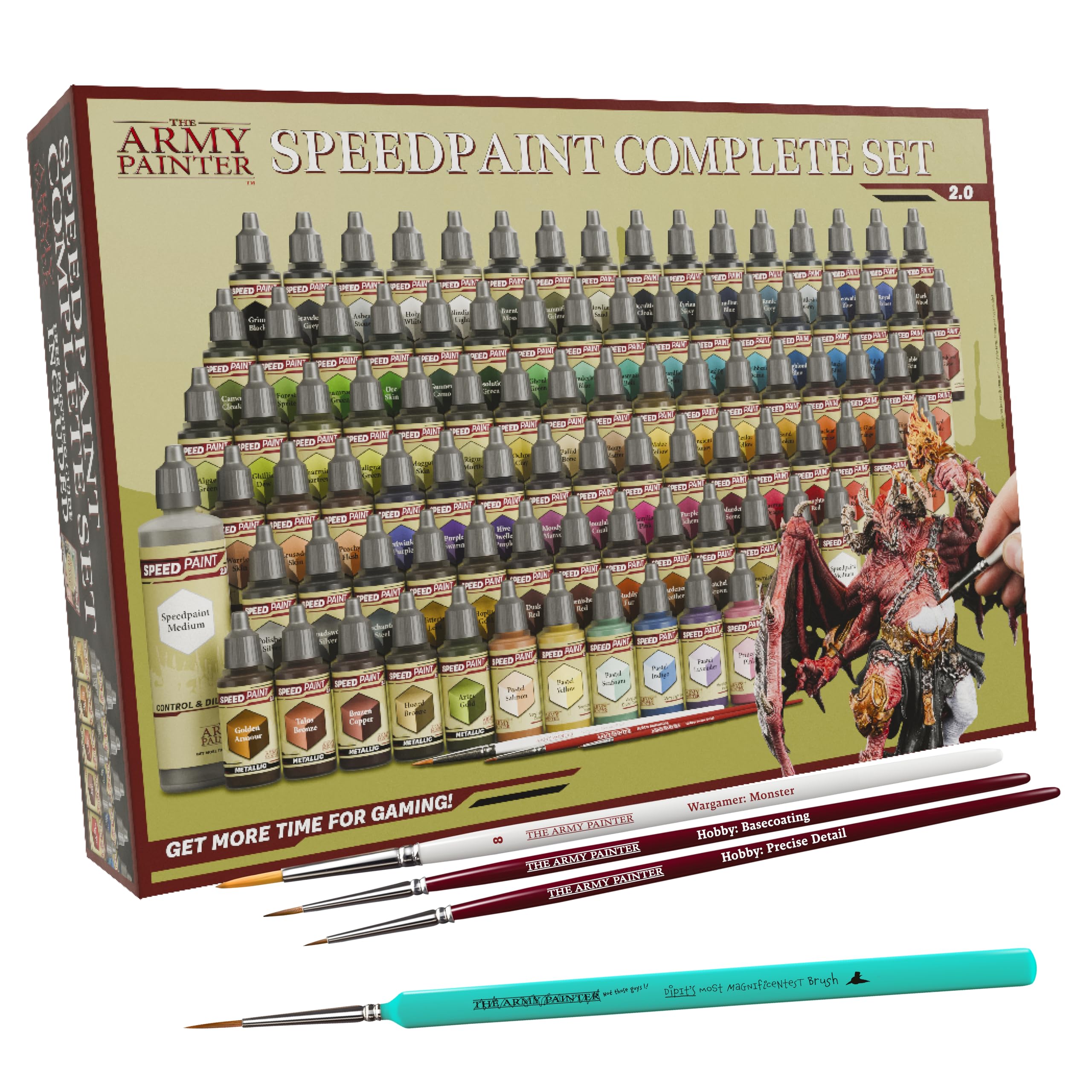Photo 1 of ** FOR PARTS/ HAS MISSING AND BROKEN PIECES***The Army Painter, Speedpaint 2.0 Complete Set Combo, 90 x 18 ml Acrylic Contrast Model Paint, 4 Brushes & 1 Paint Palette For Miniature Painting, Dnd & Warhammer