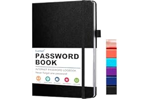LORTARL Password Book with Alphabetical Tabs - Internet Address & Password Keeper Logbook, Hardcover Password Notebook for Password Organization