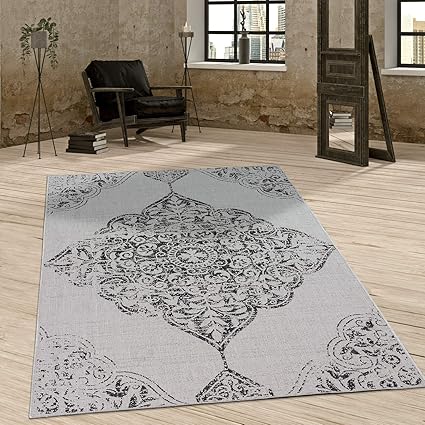 amazon de paco home in outdoor teppich vintage design ornamente paisley muster elegant in grau grosse 60x100 cm