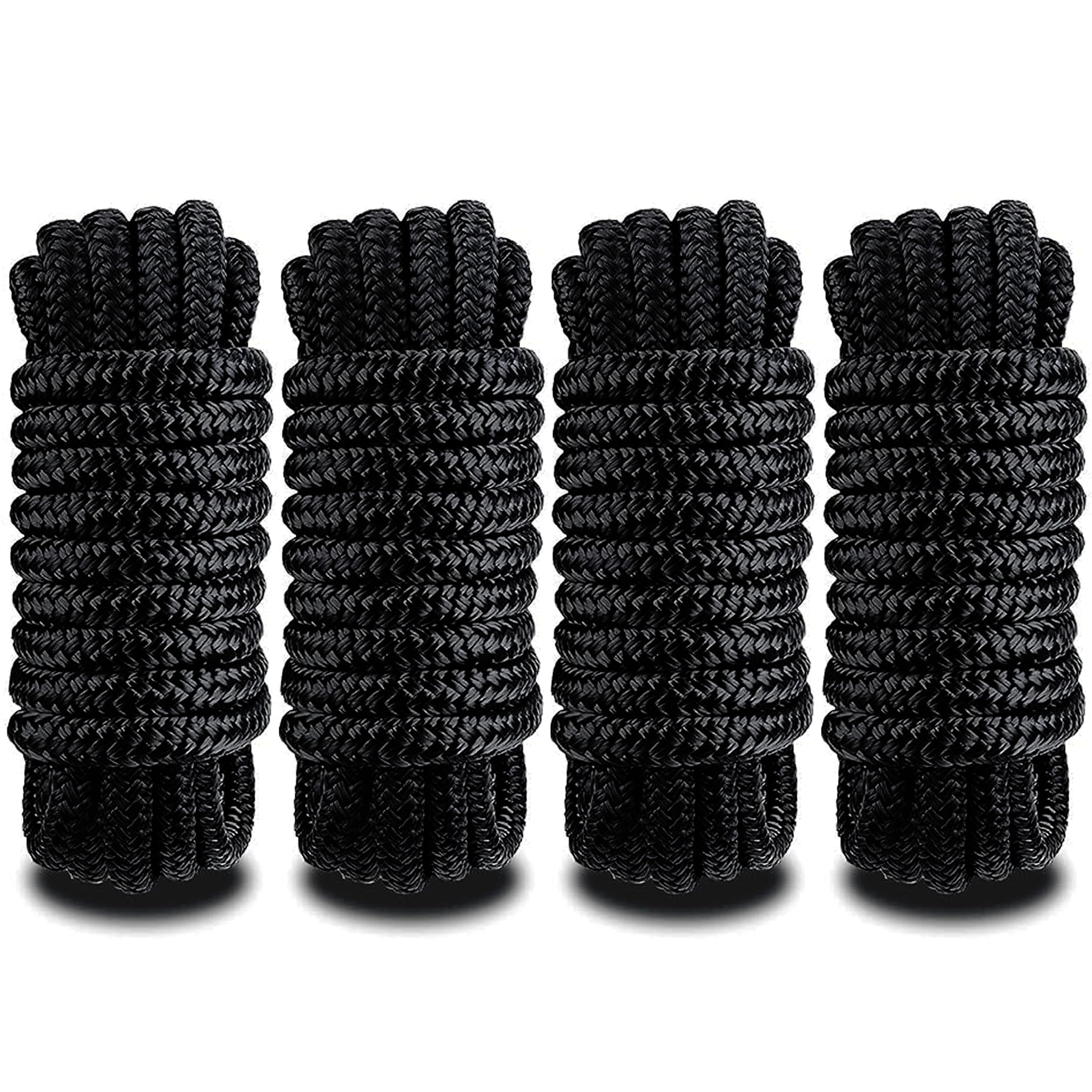 Double Braided Nylon Dock Lines, Boat Mooring Rope Anchor Line with 12" Loop for Boats Docking Kayak Pontoon Boating Accessories