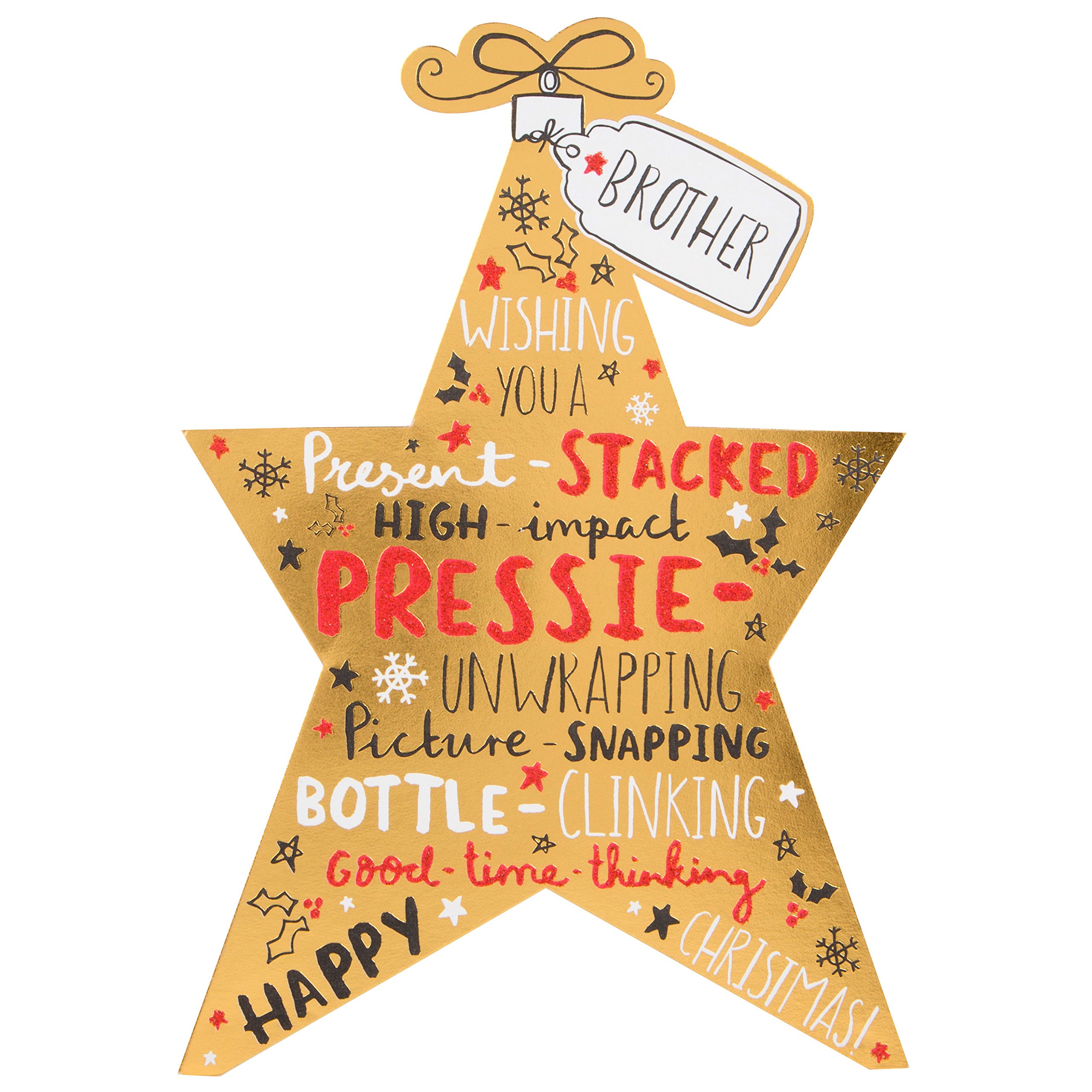 Hallmark Christmas Card To Brother 'Present Stacked' - Medium