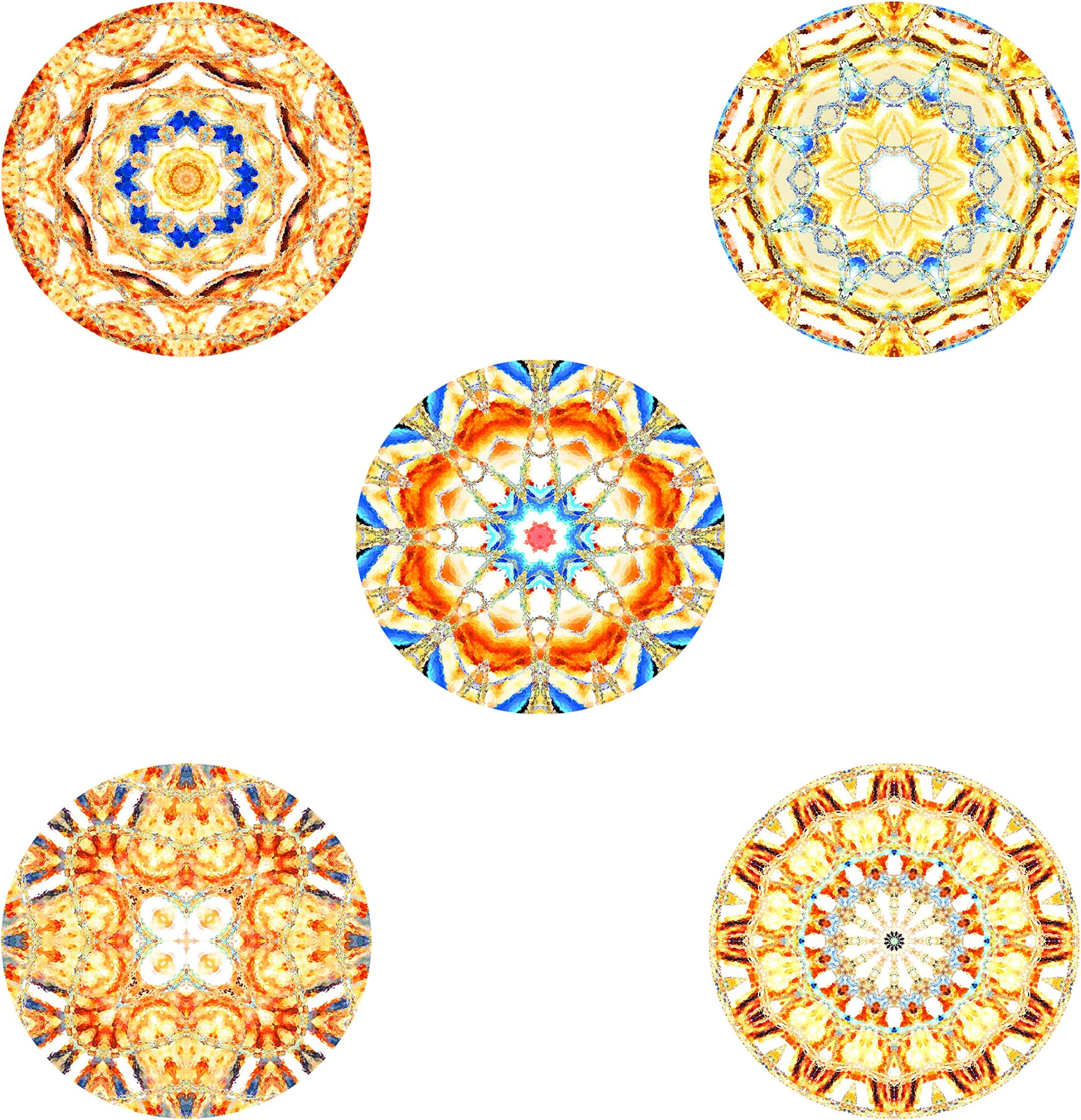 Real Art | Block Decor | Wall Hanging Plate 7" - 5 Pcs Set | Fine Bone China | Gift Packing