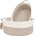 COMFY-HOMI 2-Pack Cotton Rope Storage Baskets With Handles | 17x13x7.5 Inch, Foldable, Black