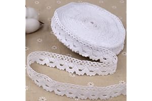 AIETSYEI Crochet Lace Ribbon 20 Yards Vantage Lace Trim Cotton Craft Lace Ribbon for Sewing, Gift Package Wrapping, Bridal Wedding Decoration, Scrapbooking Supplies (White)