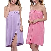 PENGEE 2 Pcs Spa Towel Wrap for Women Lightweight Bath Body Shower Wraps Robe with Adjustable Snap Closure
