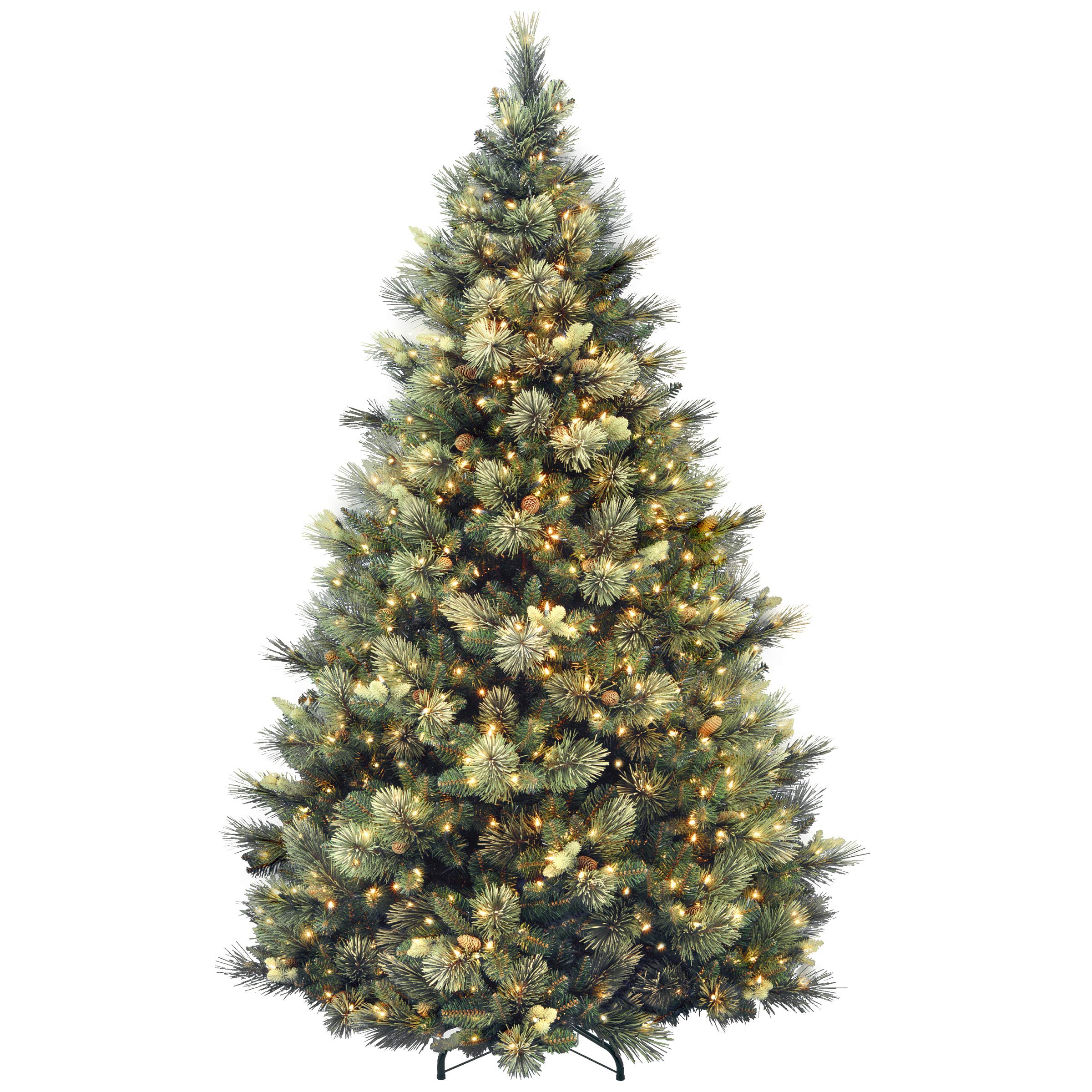 Photo 1 of National Tree Company 7.5 ft Pre-Lit Carolina Pine Artificial Christmas Tree, 1,000 Clear Lights, 1,399 Tips, Includes Stand, Green
