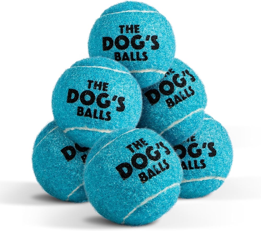 The Dog's Balls Dog Tennis Balls Blue Small 6-Pack Non Abrasive Felt Floats