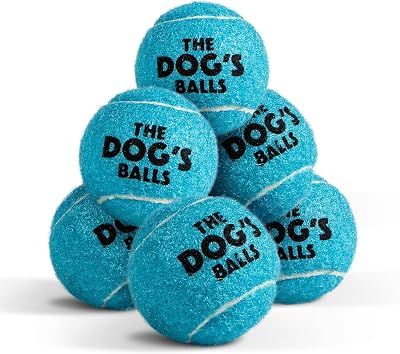 The Dog's Balls Dog Tennis Balls Blue Small 6-Pack Non Abrasive Felt Floats