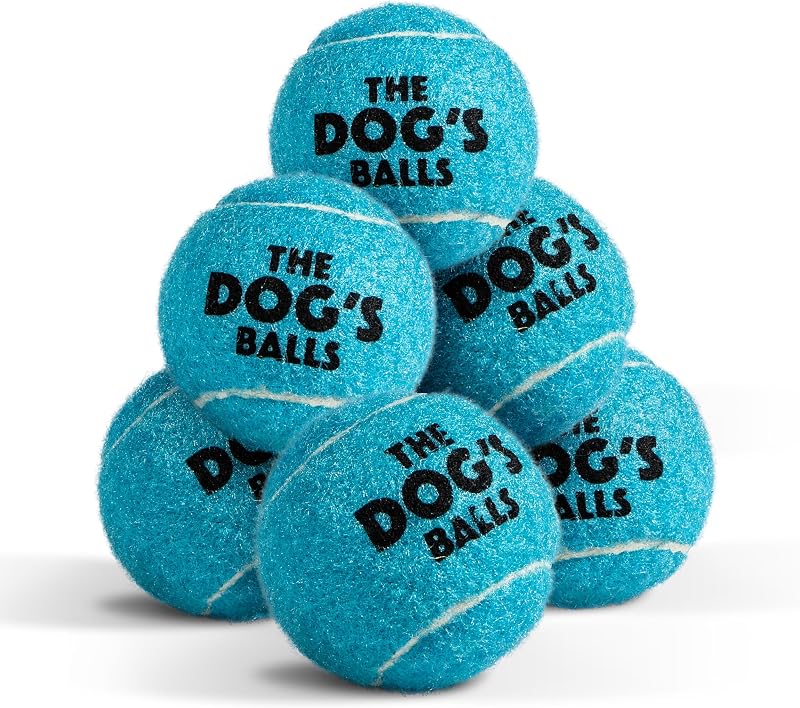 The Dog's Balls Dog Tennis Balls Blue Small 6-Pack Non Abrasive Felt Floats