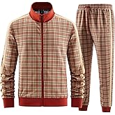 W JIANWANG Plaid Track Suits for Men Set Jogging Tracksuit Mens Sweatsuits Sport Jogger Sweat Suits Sports Clothes Outfits