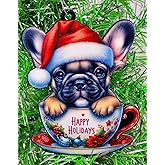 Generic French Bull Dog Santa Pup in Merry Christmas Tea Cup Ornament