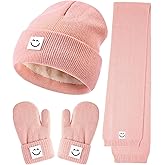 Baby Beanie Mittens Scarf Set,Toddler Kids Winter Hat and Thermal Gloves Neck Warmer Set for Girls Boys