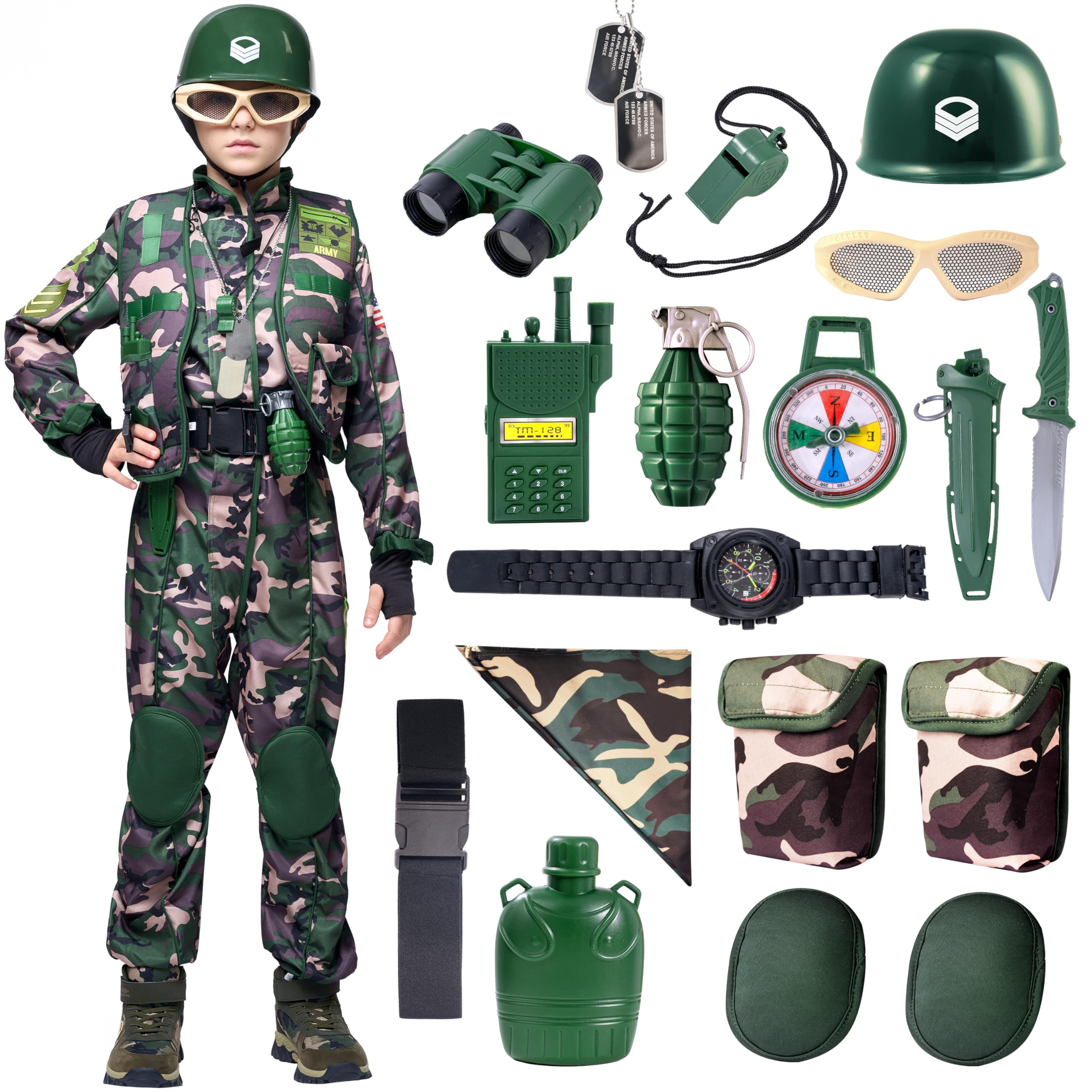 Spooktacular Creations Army Costume for Boys, Kids Military Costume, Camo Special Forces Outfit for Kids Halloween Cosplay