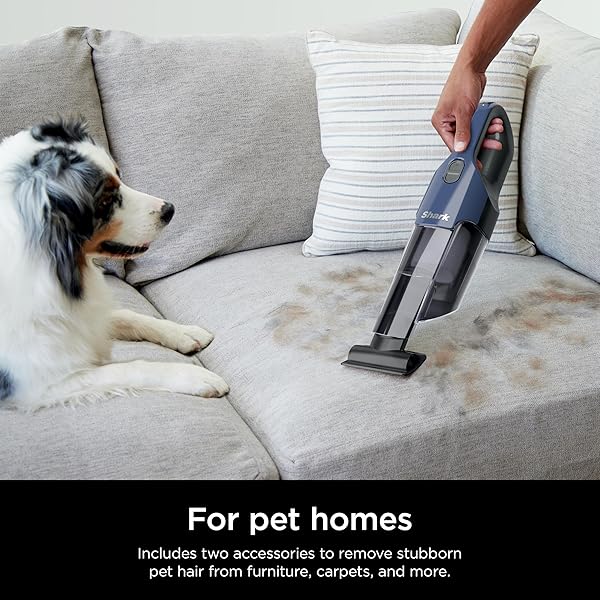 SHARK CYCLONE PET HANDHELD VACUUM WITH 8″ CREVICE TOOL, HYPERVELOCITY SUCTION, NAVY BLUE/GREY, CH701