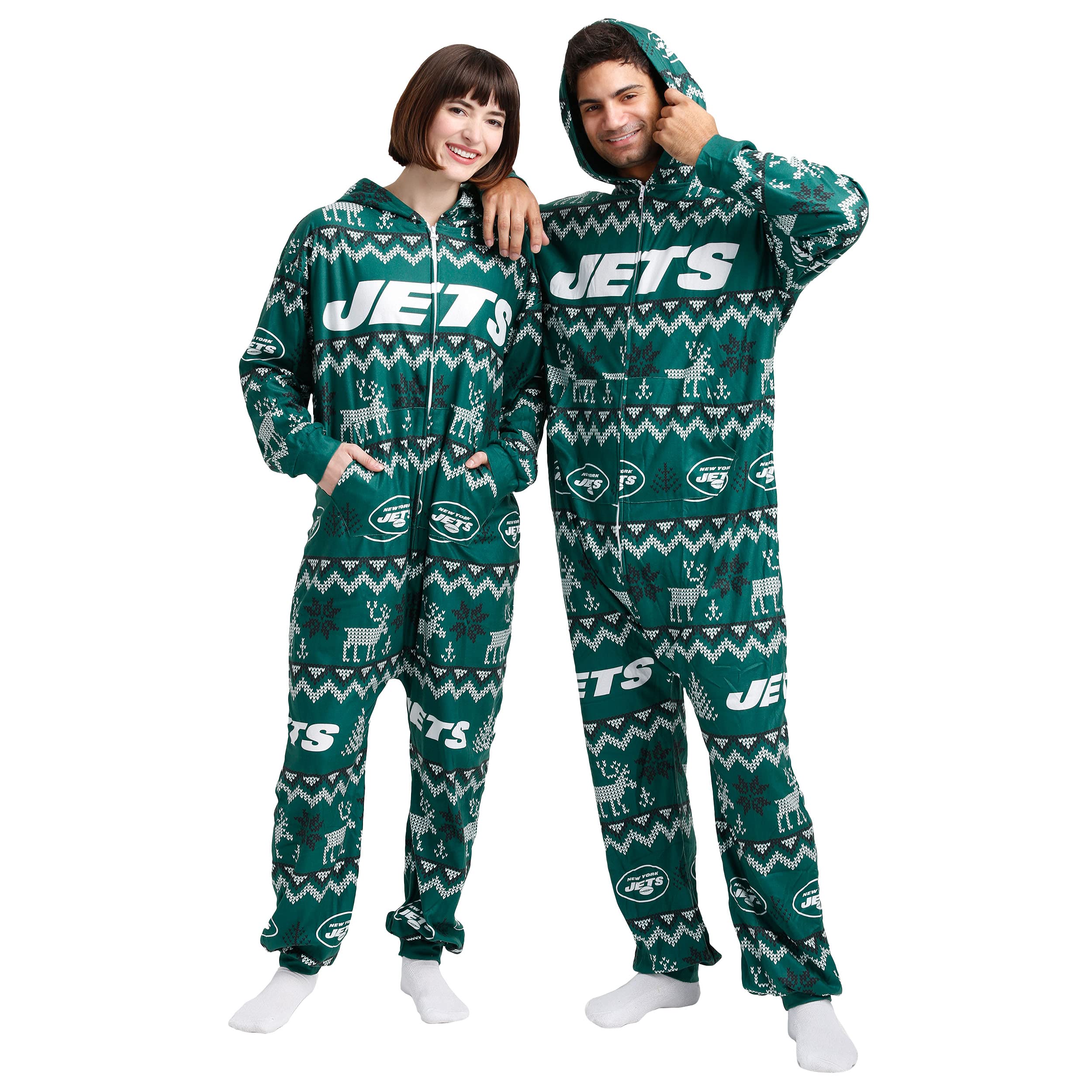 FOCO New York Jets NFL Ugly Pattern One Piece Pajamas - L Image